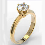Six Prongs Solitaire Yellow Gold Engagement Ring